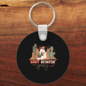 Retro Western Halloween Schattige Ghost Fun Boot S Sleutelhanger (Voorkant)