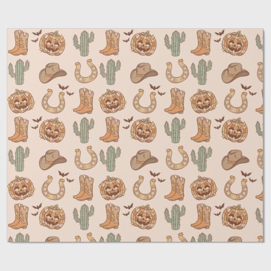 Retro Western Halloween Trendy Boho Cadeaupapier (Vlak)