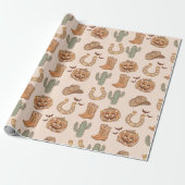Retro Western Halloween Trendy Boho Cadeaupapier (Uitgerold)