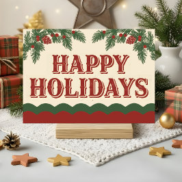 Retro Western Happy Holidays Christmas Feestdagen Kaart