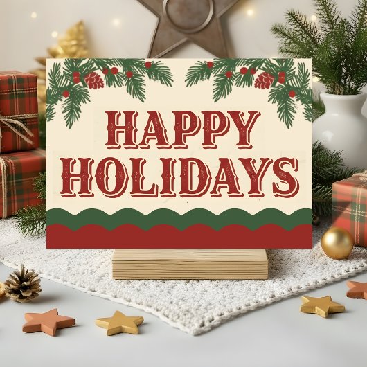 Retro Western Happy Holidays Christmas Feestdagen Kaart