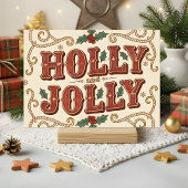 Retro Western Holly Jolly Christmas Feestdagen Kaart