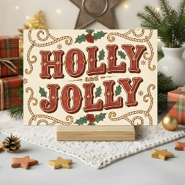 Retro Western Holly Jolly Christmas Feestdagen Kaart