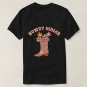 Retro Western Howdy Mama Cowgirl Boots Flower Moth T-shirt (Design voorkant)
