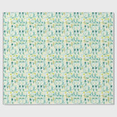 Retro Western Inpakpapier | Turquoise & Lime (Vlak)