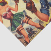 Retro Western Land Meisjes Tissuepapier (Detail)