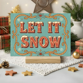 Retro Western Let It Snow Christmas Feestdagen Kaart