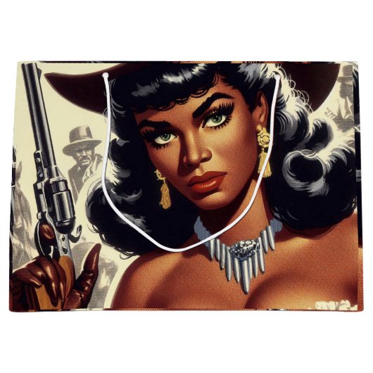 Retro Western meisje Groot Cadeauzakje (Voorkant)
