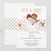 Retro Western Meisje Kerstmis Baby shower Kaart (Voorkant / Achterkant)