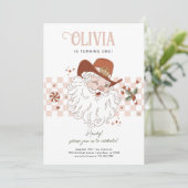 Retro Western Meisje Kerstmis Verjaardagsfeestje Kaart (Staand voorkant)