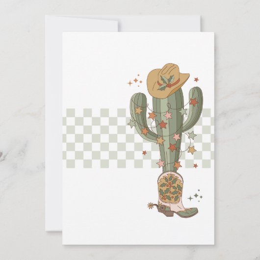 Retro Western Meisje Kerstmis Verjaardagsfeestje Kaart (Achterkant)