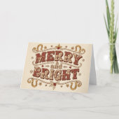 Retro Western Merry and Bright Christmas Feestdagen Kaart (Voorkant)