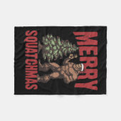 Retro Western Merry Squatchmas Funny Bigfoot Santa Fleece Deken (Voorkant (Horizontaal))