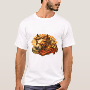 Retro Western Paard Bandana T‑Shirt – Vintage Cowb T-shirt