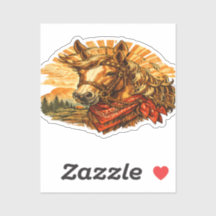 Retro Western Paard Bandana Vinyl Sticker