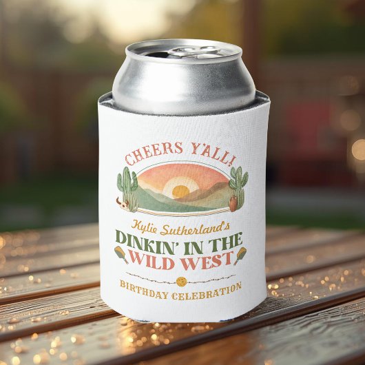 Retro Western Pickleball Dink en Drink Blikjeskoeler
