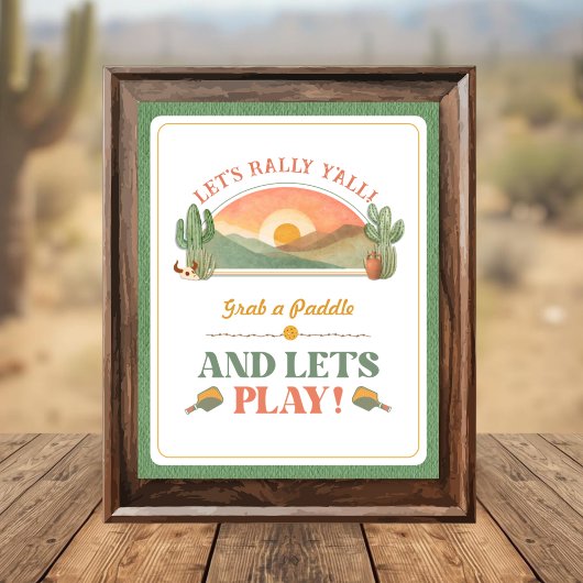 Retro Western Pickleball Klaar om te Rally Bord