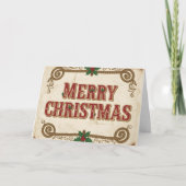 Retro Western Prettig Kerstfeest Feestdagen Kaart (Voorkant)