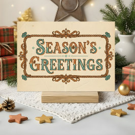 Retro Western Season’s Greetings Christmas Feestdagen Kaart