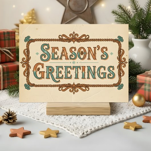 Retro Western Season’s Greetings Christmas Feestdagen Kaart