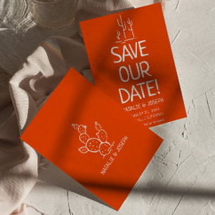 Retro Western Terracotta Modern Desert Bruiloft Save The Date