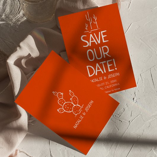 Retro Western Terracotta Modern Desert Bruiloft Save The Date