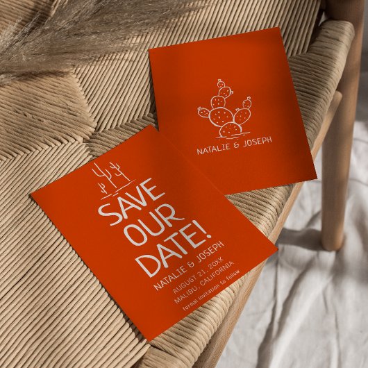 Retro Western Terracotta Modern Desert Bruiloft Save The Date