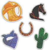 Retro Western Theme Party Cowboy Cowgirl Wild West Sticker (Voorkant)