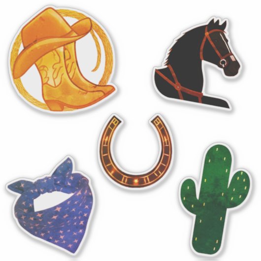 Retro Western Theme Party Cowboy Cowgirl Wild West Sticker (Voorkant)