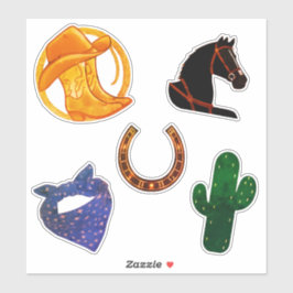 Retro Western Theme Party Cowboy Cowgirl Wild West Sticker