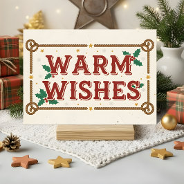 Retro Western Warm Wishes Christmas Feestdagen Kaart