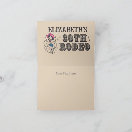 Retro Westerne 30e Rodeo Verjaardag Bedankkaart (Binnen)