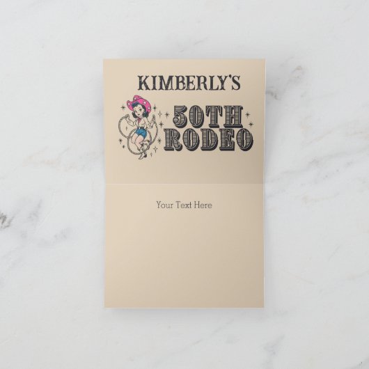 Retro Westerne 50ste Rodeo Verjaardag Bedankkaart (Binnen)