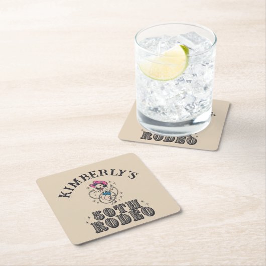 Retro Westerne 50ste Rodeo Verjaardag Kartonnen Onderzetters (Insitu)