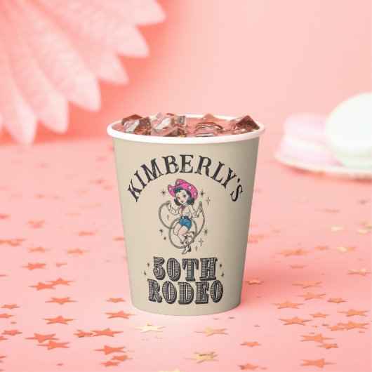 Retro Westerne 50ste Rodeo Verjaardag Papieren Bekers (Insitu)