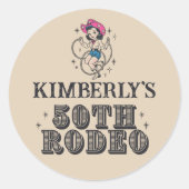 Retro Westerne 50ste Rodeo Verjaardag Ronde Sticker (Voorkant)