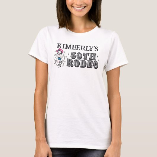 Retro Westerne 50ste Rodeo Verjaardag T-shirt (Voorkant)