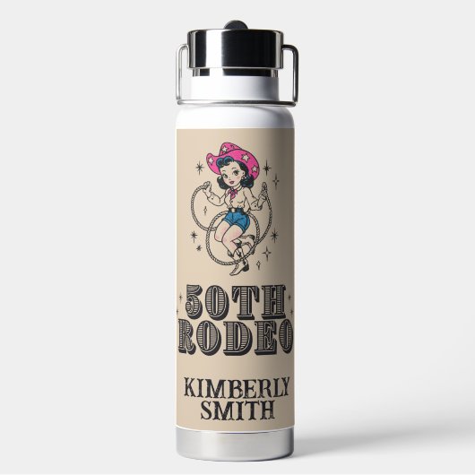 Retro Westerne 50ste Rodeo Verjaardag Waterfles (Achterkant)