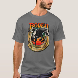 Retro  Westerne Cowboy Cowgirl Hoefijzer Bar T-shirt