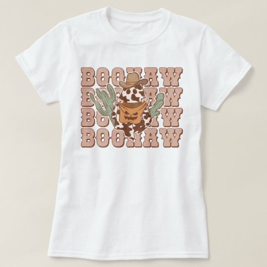 Retro Westerne Cowboy Ghost Boo Haw Halloween T-shirt (Design voorkant)