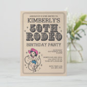  Retro Westerne Cowgirl 50ste Verjaardagsfeest Kaart (Staand voorkant)