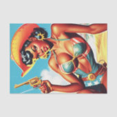 Retro Westerne Cowgirl Pin-up Tissuepapier (Voorkant)