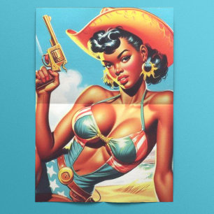 Retro Westerne Cowgirl Pin-up Tissuepapier