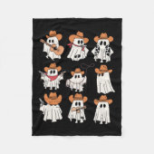 Retro Westerne Halloween Cowboy Ghost Collage Spoo Fleece Deken (Voorkant)