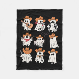 Retro Westerne Halloween Cowboy Ghost Collage Spoo Fleece Deken