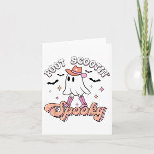 Retro Westerne Halloween Cute Ghost Funny Boot Sco Kaart