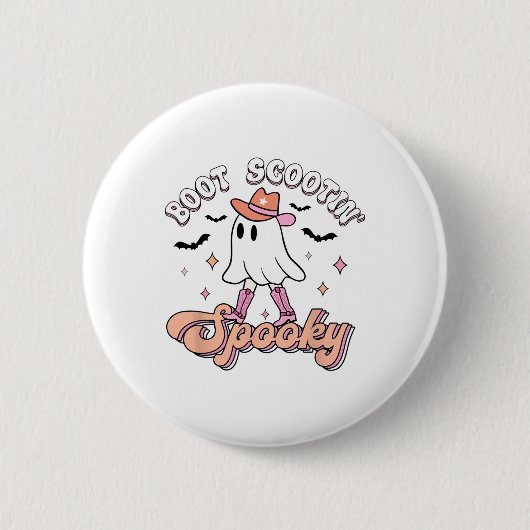 Retro Westerne Halloween Cute Ghost Funny Boot Sco Ronde Button 5,7 Cm (Voorkant)