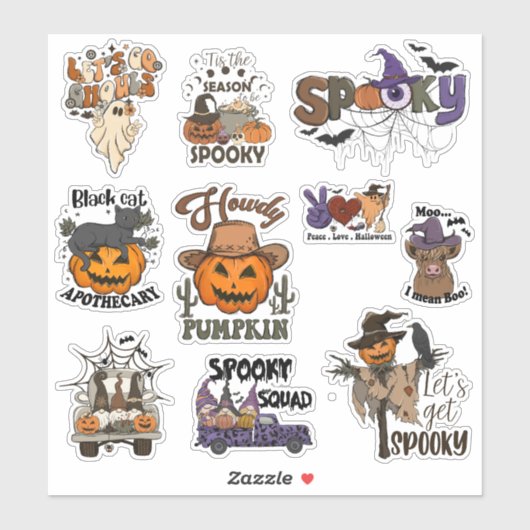 Retro Westerne Halloween Sticker Pack (Vel)