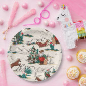 Retro Westerne Kerstman papier borden Papieren Bordje (Feest)