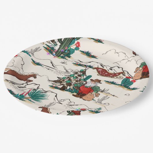 Retro Westerne Kerstman papier borden Papieren Bordje (Gekanteld)